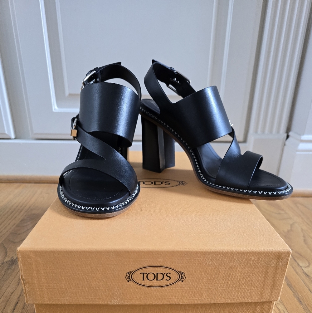 Tod's Black Strappy Heels Sandals Size 36